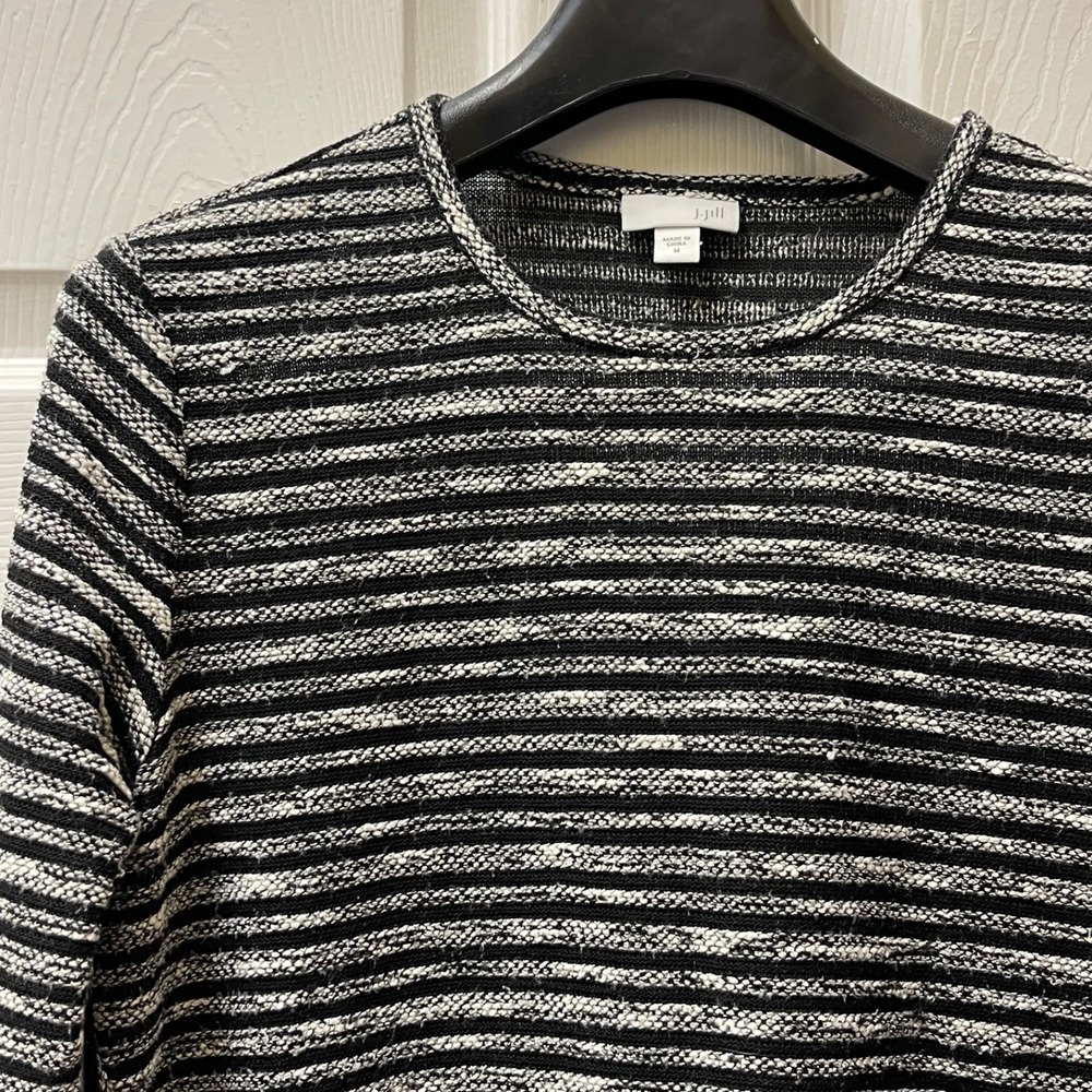 J.Jill Women's Medium L/S Lightweight White & Black Striped Pullover Top/Tunic